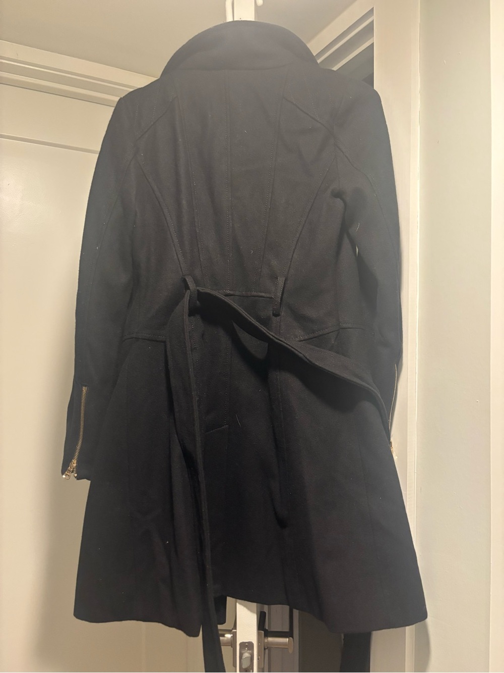 Guess Black Double-Breasted Pea Coat with Gold Buttons - Picture 4 of 6